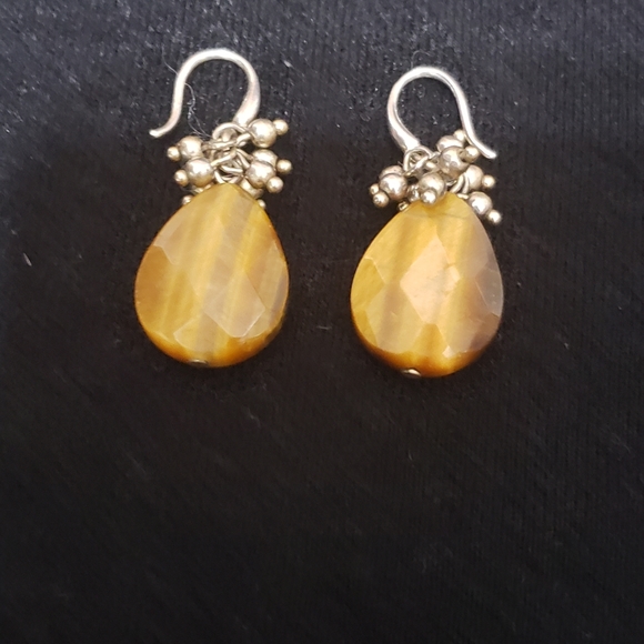 Jewelry - OOAK 925 Silver & Tiger's Eye Earrings
